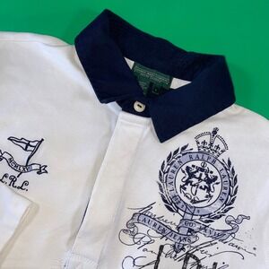 Ralph Lauren‎ Jeans Company Kids White Logo Polo Shirt Size L